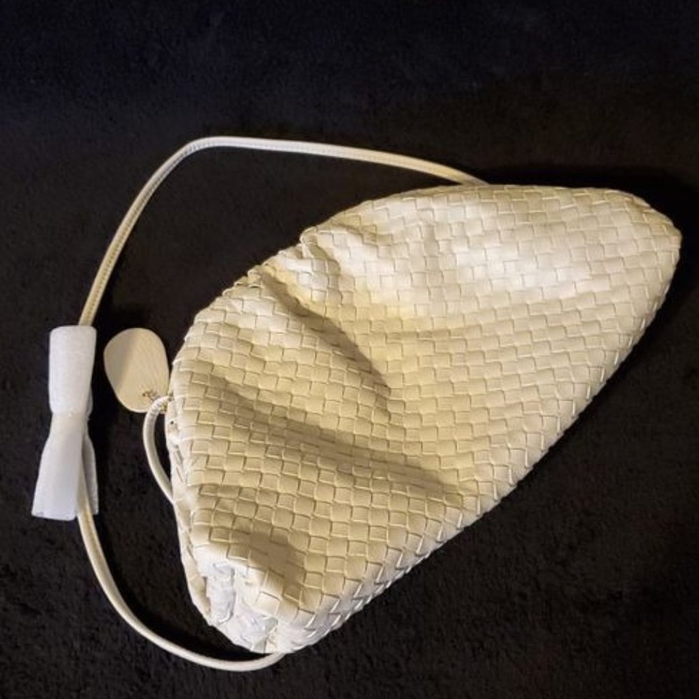 Faux Leather Basket/Tile Weave Clutch Bag - NEW